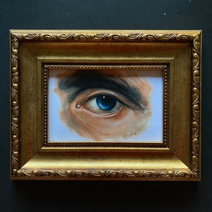 Victorian Lover&#39;s Eye Oil Painting: Gothic Home Decor, Framed Art