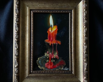 Pintura al óleo victoriana con velas: Arte enmarcado de la Academia Oscura por Nesibe Bicici