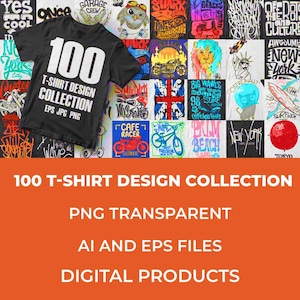 100+ urbana t-shirtdesigner: DTF Vector PNG-paket (digitalt)