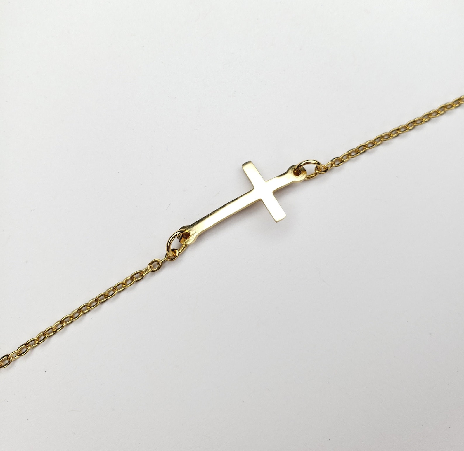 Cross Bracelet Gold / Religious Bracelet Gold / Stainless Etsy Canada