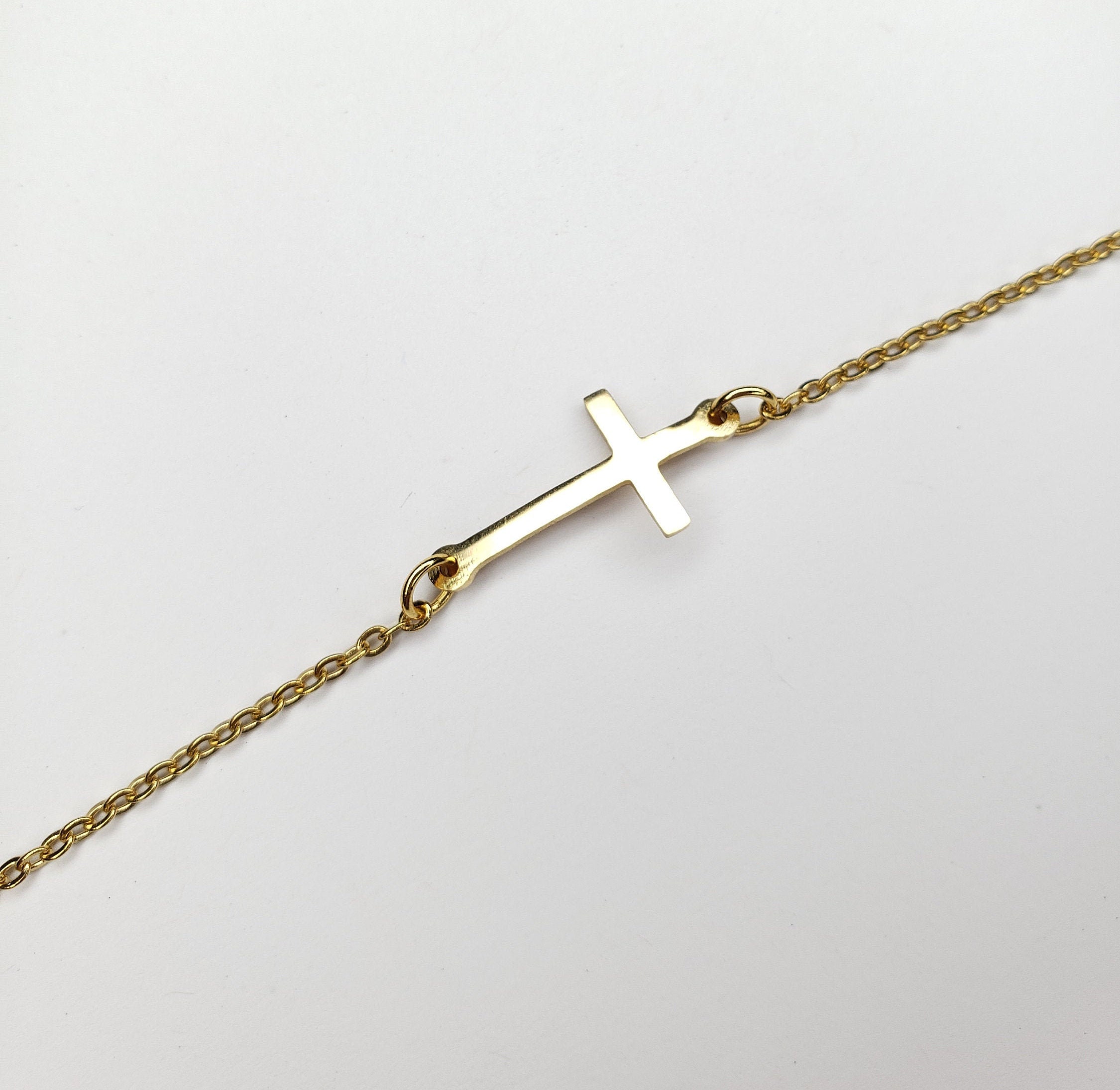 Cross Bracelet Gold / Religious Bracelet Gold / Stainless Etsy Canada