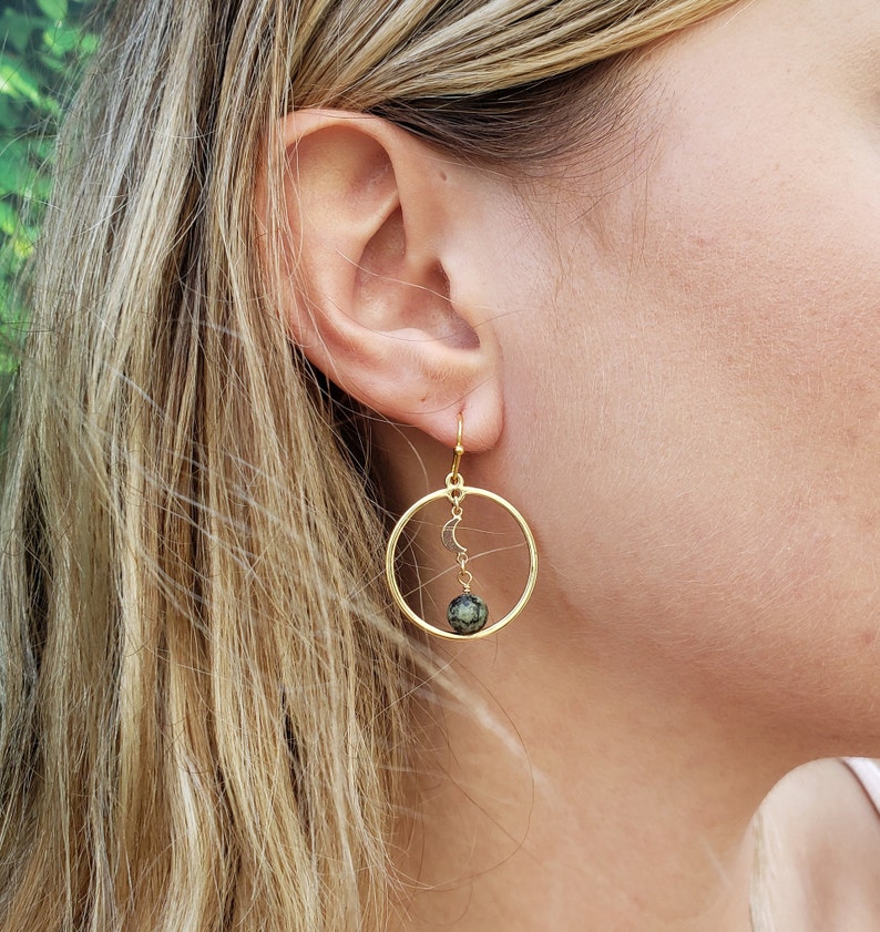 Turquoise Earrings Gold Gold Filled Moon Earrings Handmade Jewelry Turquoise Moon Earrings Gold 14k Gold Filled Wire Wrapped