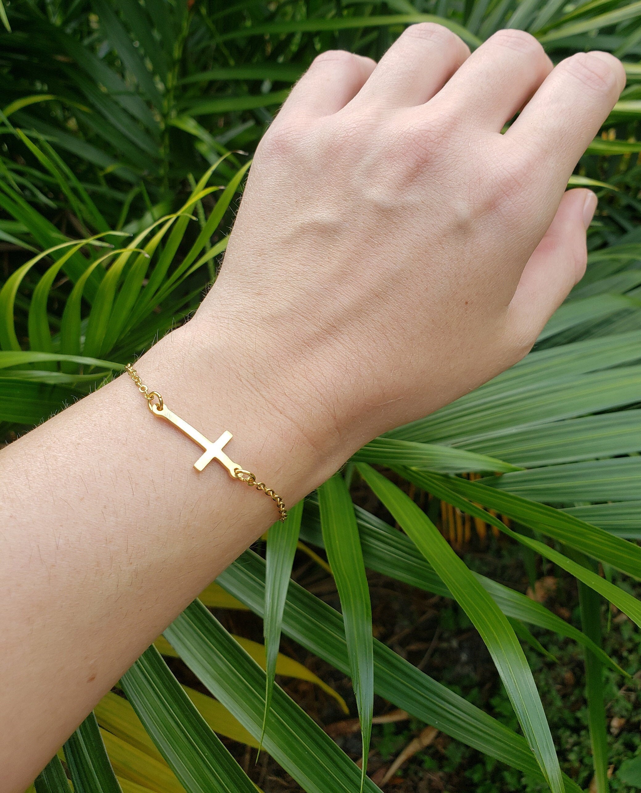 Cross Bracelet Gold / Religious Bracelet Gold / Stainless Etsy Canada