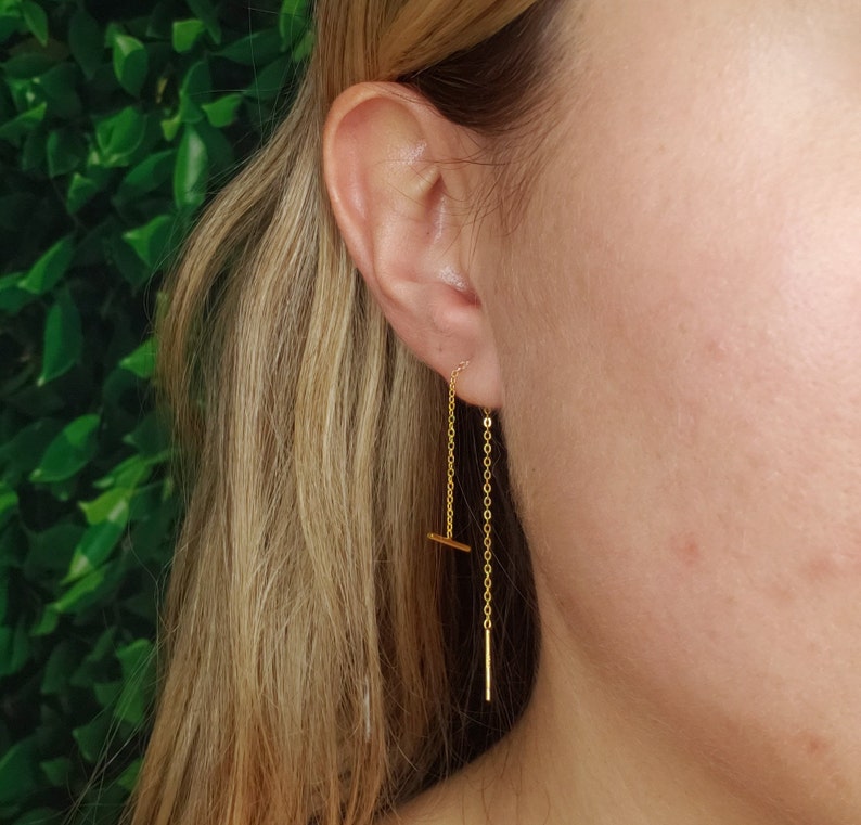 Gold Threader Earrings / Gold Filled Chain Threaders / Etsy