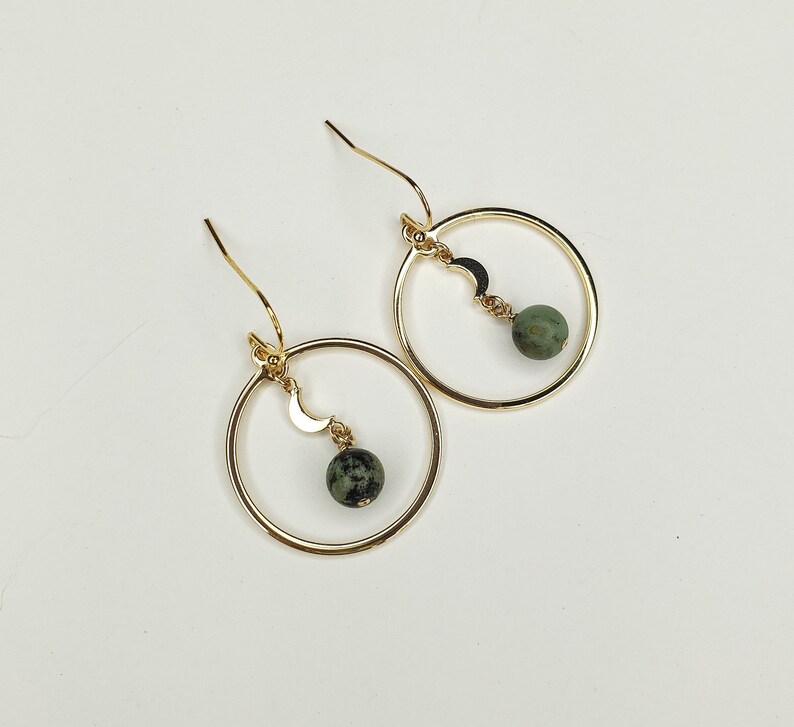 Turquoise Earrings Gold Gold Filled Moon Earrings Handmade Jewelry Turquoise Moon Earrings Gold 14k Gold Filled Wire Wrapped