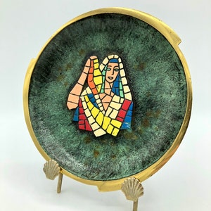 Dayagi Israel Decorative Enamel and Brass Dish