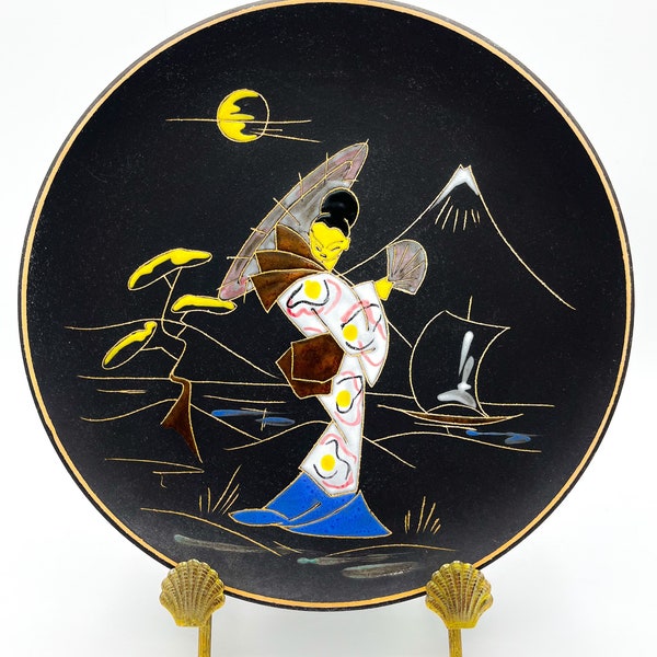 Decorative Plate Ruscha Keramik “Nippon” Design by Ermst Borens, West German Pottery