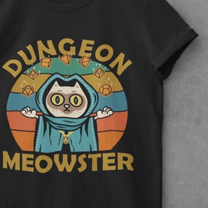 Dungeon Meowster Funny Nerdy-Gamer Cat-D20 Dice RPG SVG e PNG Gift Idea Digital Download