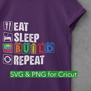 Eat Sleep Build Repeat, Dad Master Builder svg, Architect Art svg, Colorful Words Clipart SVG Cricut PNG Digital Download