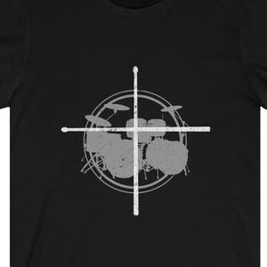 Christian Gift Drummer Drum Sticks Cross Religious Band Gift for Him Unisex Heavy Cotton Tee