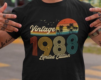 Vintage 1988 Birthday Limited Edition Bday Gift Idea Mother Birthday shirt, Father Birthday Shirt Vintage 80s Unisex Jersey Short Sleeve Tee