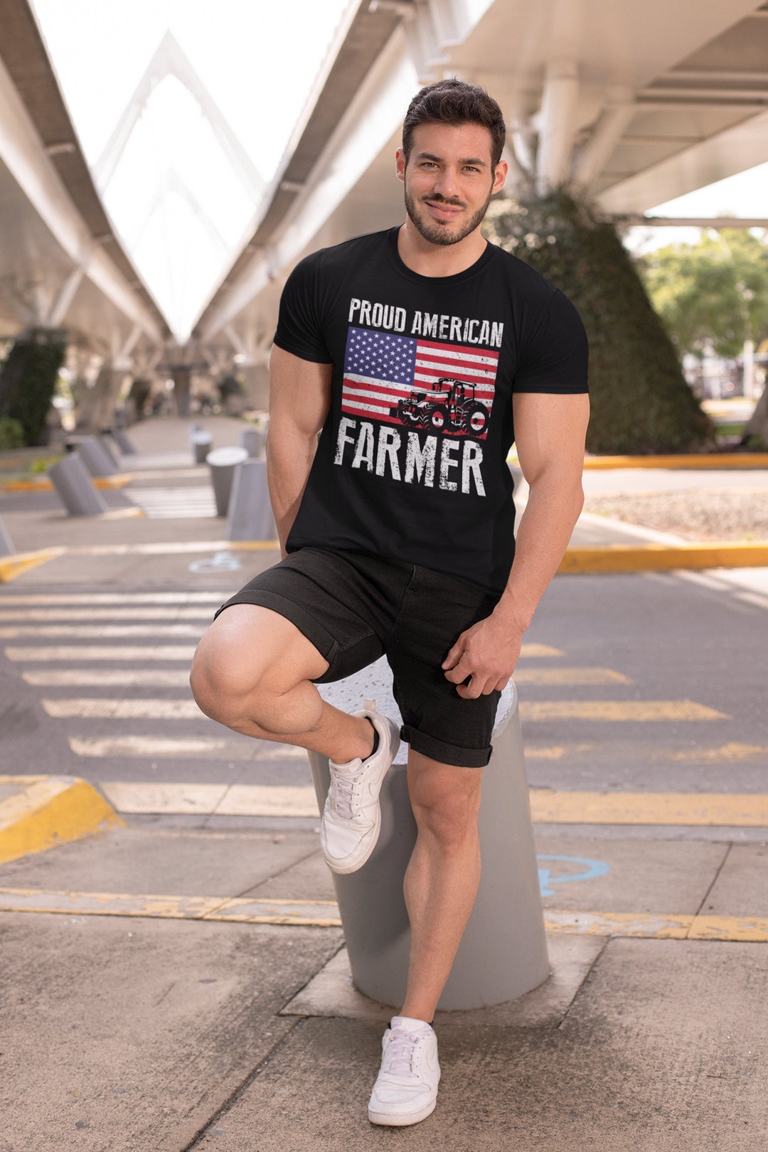 Proud American Farmer Shirt Farming Tractor T Shirt Dad Farm Shirt ...