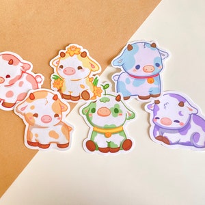 chonky rainbow cows | Laminated Die Cut Sticker | journal | laptop sticker | planner | unique | cute