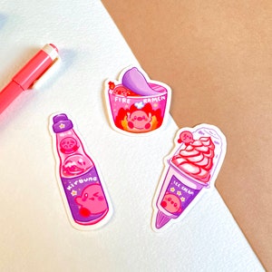 KirbSnack sticker set of 3 | matte die-cut stickers | journal | laptop sticker | planner | sticker set | cute sticker | food sticker design