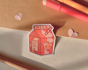 Chocolate milk carton sticker| cute handmade die cut laminated stickers