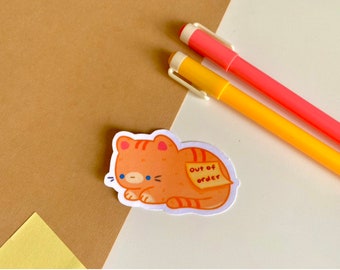 Out of Order Orange Cat sticker | Laminated die-cut stickers | journal | laptop sticker | planner | unique | cute | animal