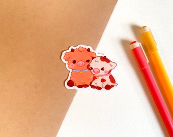 Highland Cow and Brown Cow Besties vinyl sticker | Laminated die-cut stickers | journal | laptop sticker | planner | unique | cute | animal