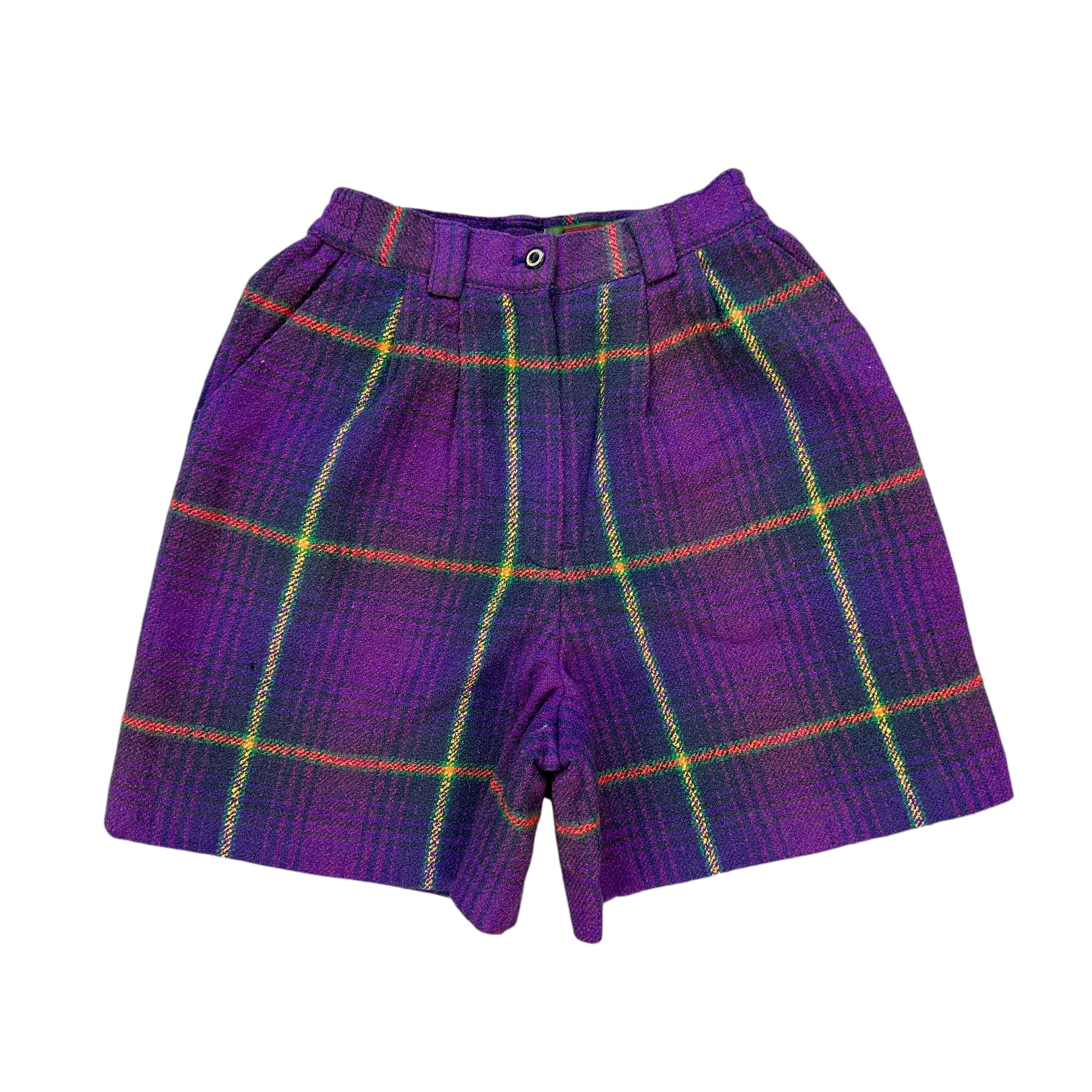 Vintage KENZO Golf Purple Plaid Shorts - 90s Elastic Waist - Etsy