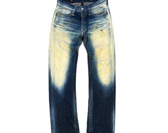 Vintage REPLAY R81 Asolo Italy Trashed Washed Denim Pant Fly Button W30 #A58-1330