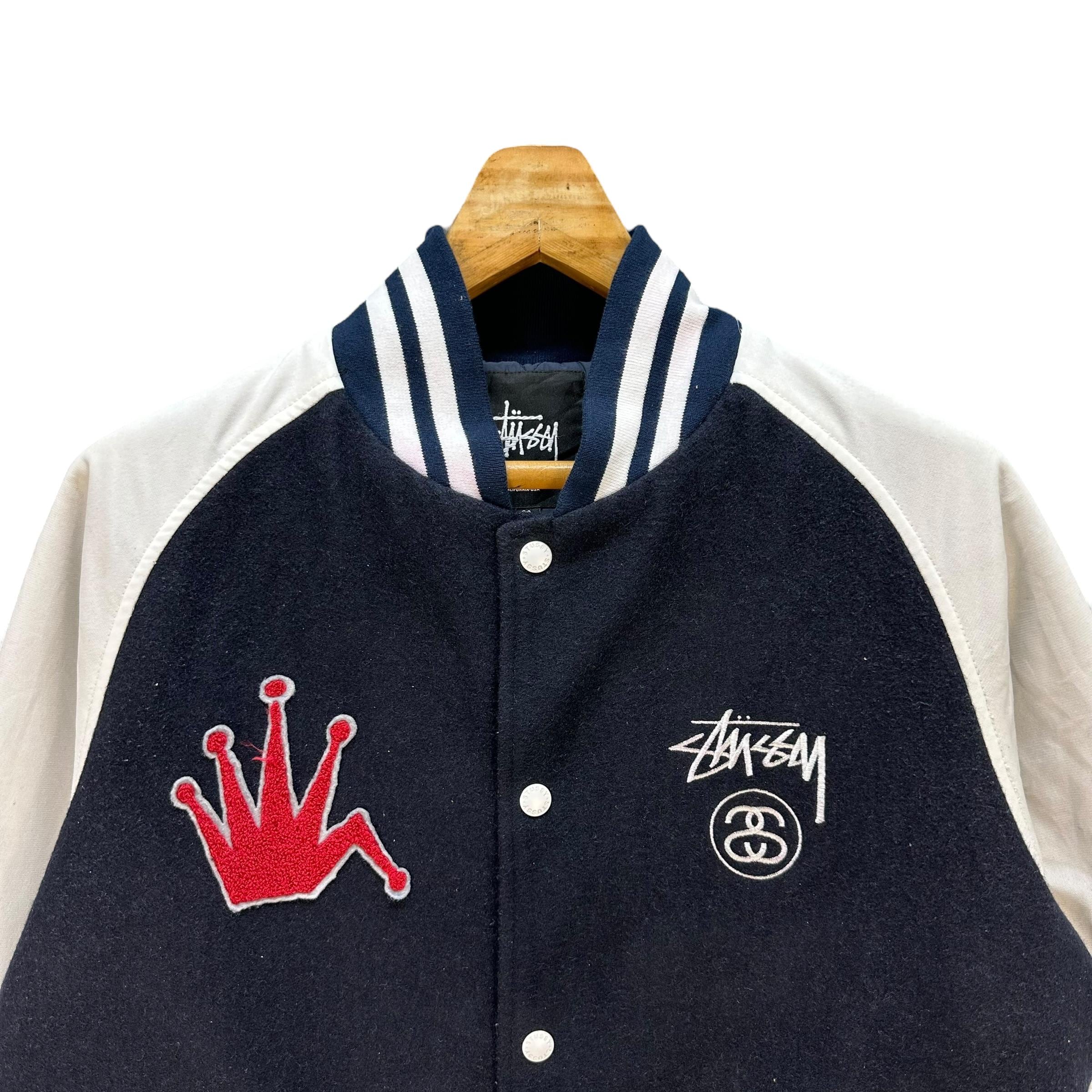 STUSSY World Wide Big Logo Varsity Jacket Men's Size L #A50-1173