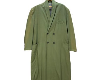Vintage 90's YOHJI YAMAMOTO Pour Homme Wool Green Long Coat Jacket