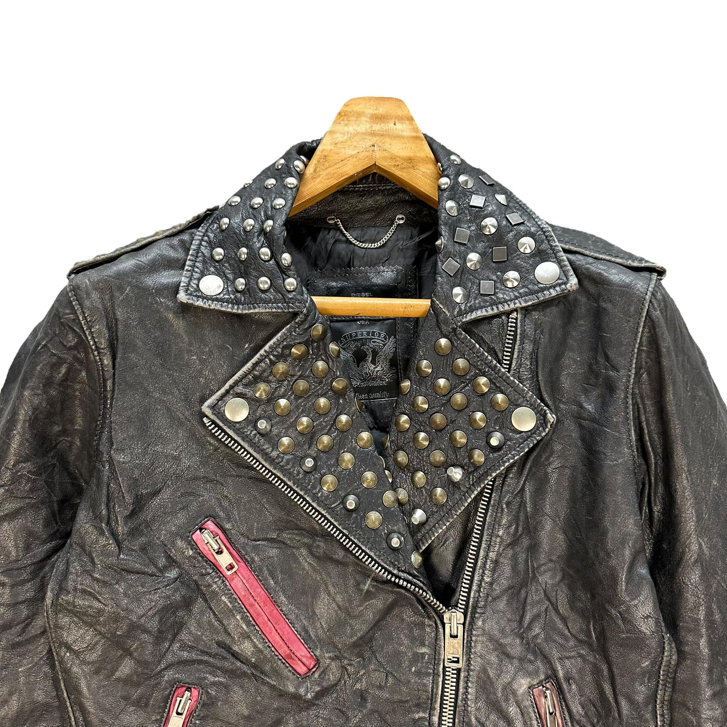 ヴィンテージ DIESEL スタッズ付きゴートスキンレザージャケット