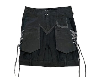 Vintage Marithe Francois Girbaud Bondage Mini Skirts Size S W28 Avant Garde Fashion Punk Rock Seditionaries Mini Skirt #A57-1310