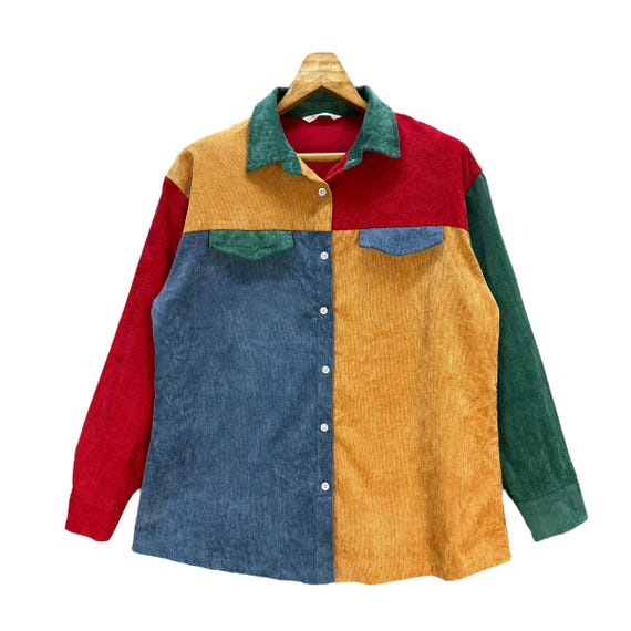 ROMWE Multicolor Patchwork Button Shirt Women's S… - image 1