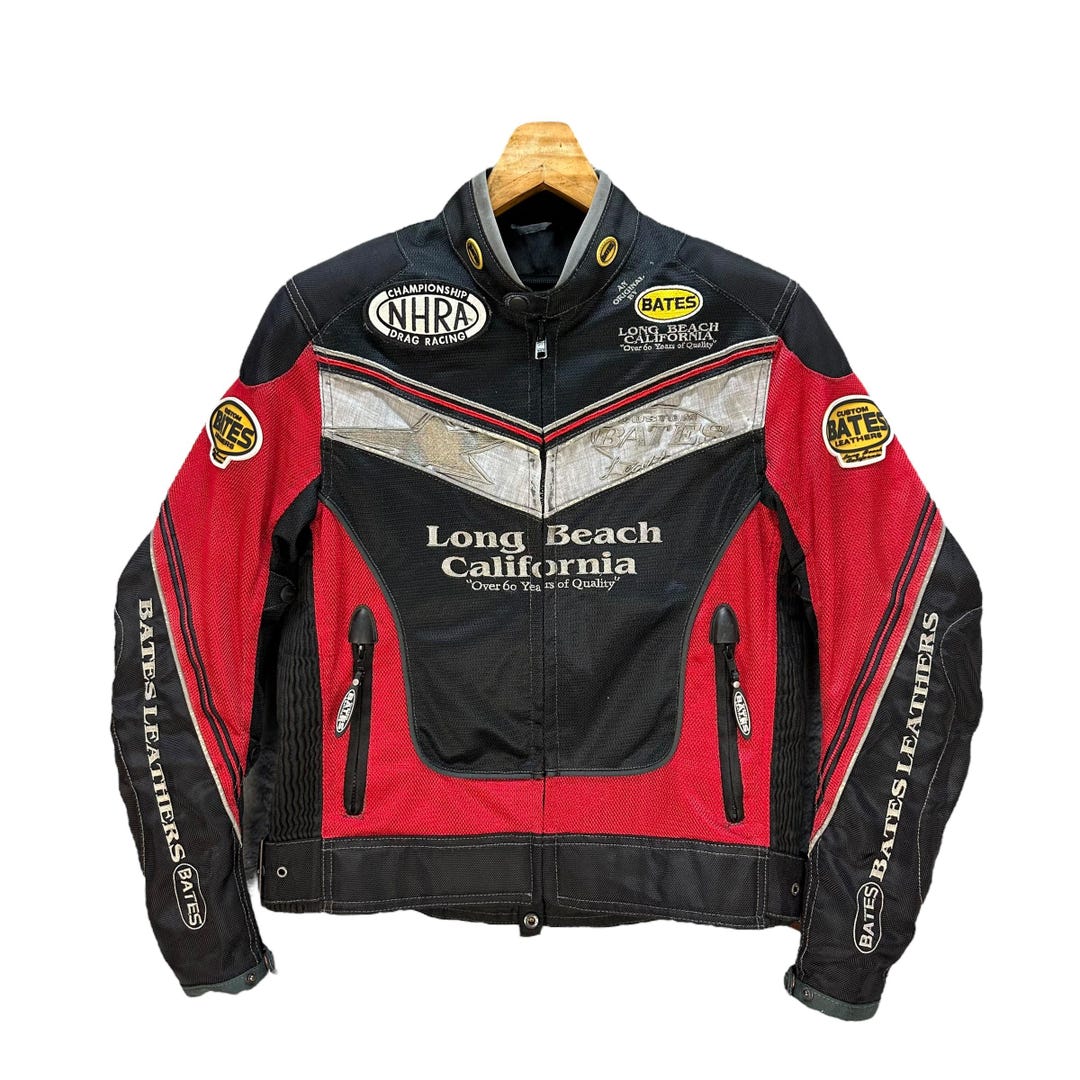 Vintage Bates Leathers NHRA Drag Racing Jacket, Embroidered Logo, Size ...