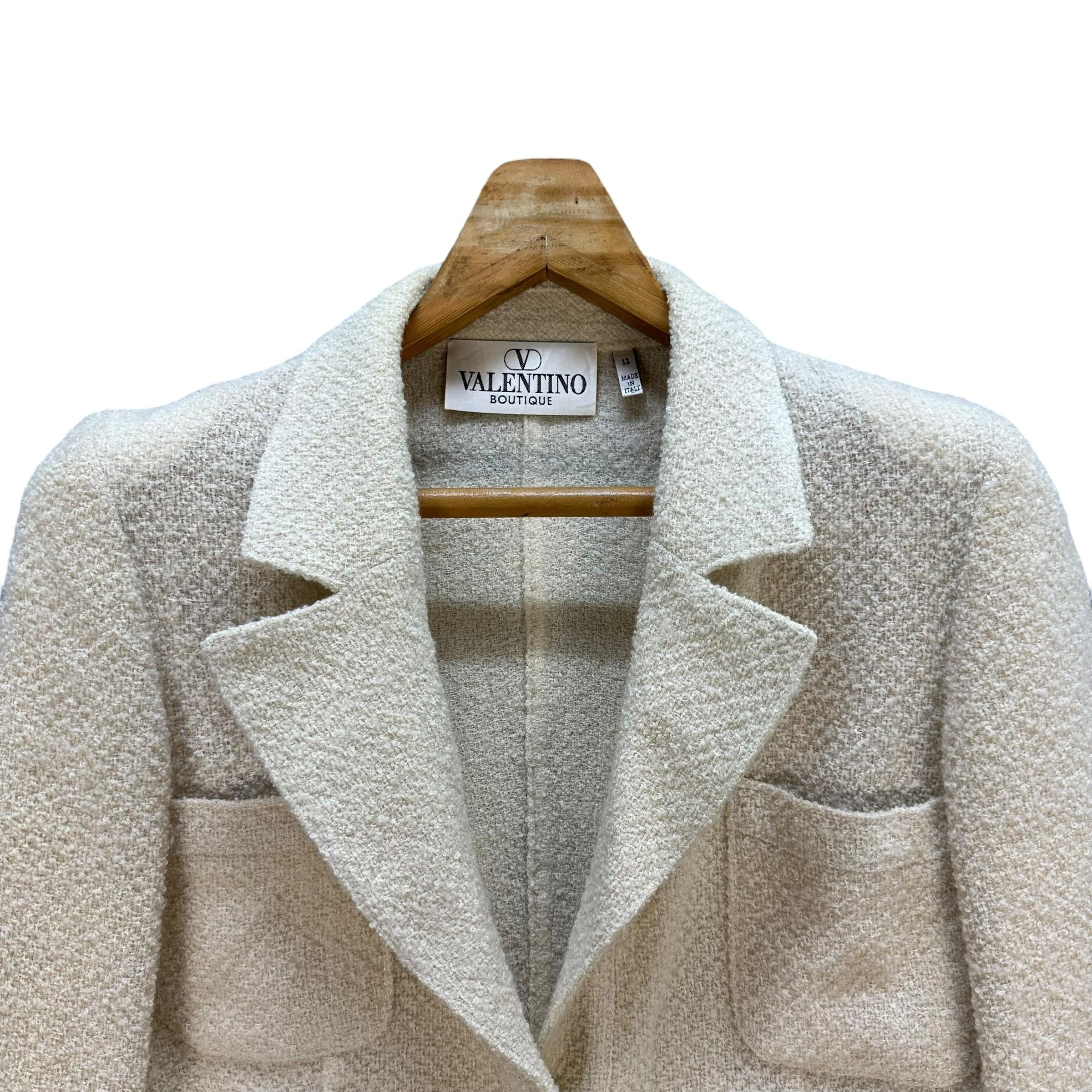 valentino テープロゴレーヨンジャージ Vintage 90's VALENTINO BOUTIQUE Virgin Wool Jacket Size 12 Made in
