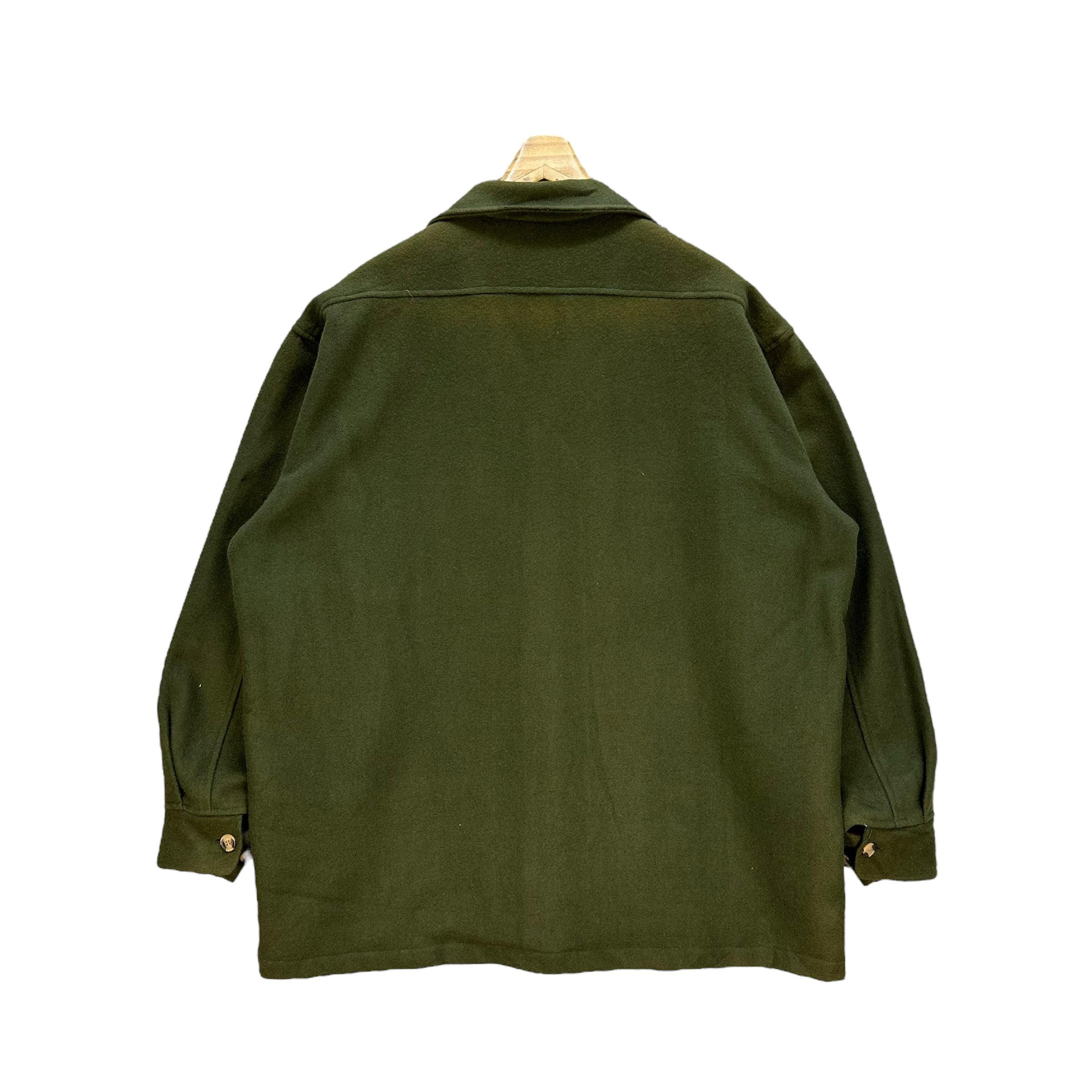 Vintage 90's STUSSY Workwear Green Wool Flannel Jacket Size