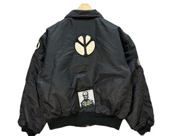 Vintage 88’ WHITE ZOMBIE Freakazoid Heaven Black Bomber Jacket Men's Size M #A46-1083