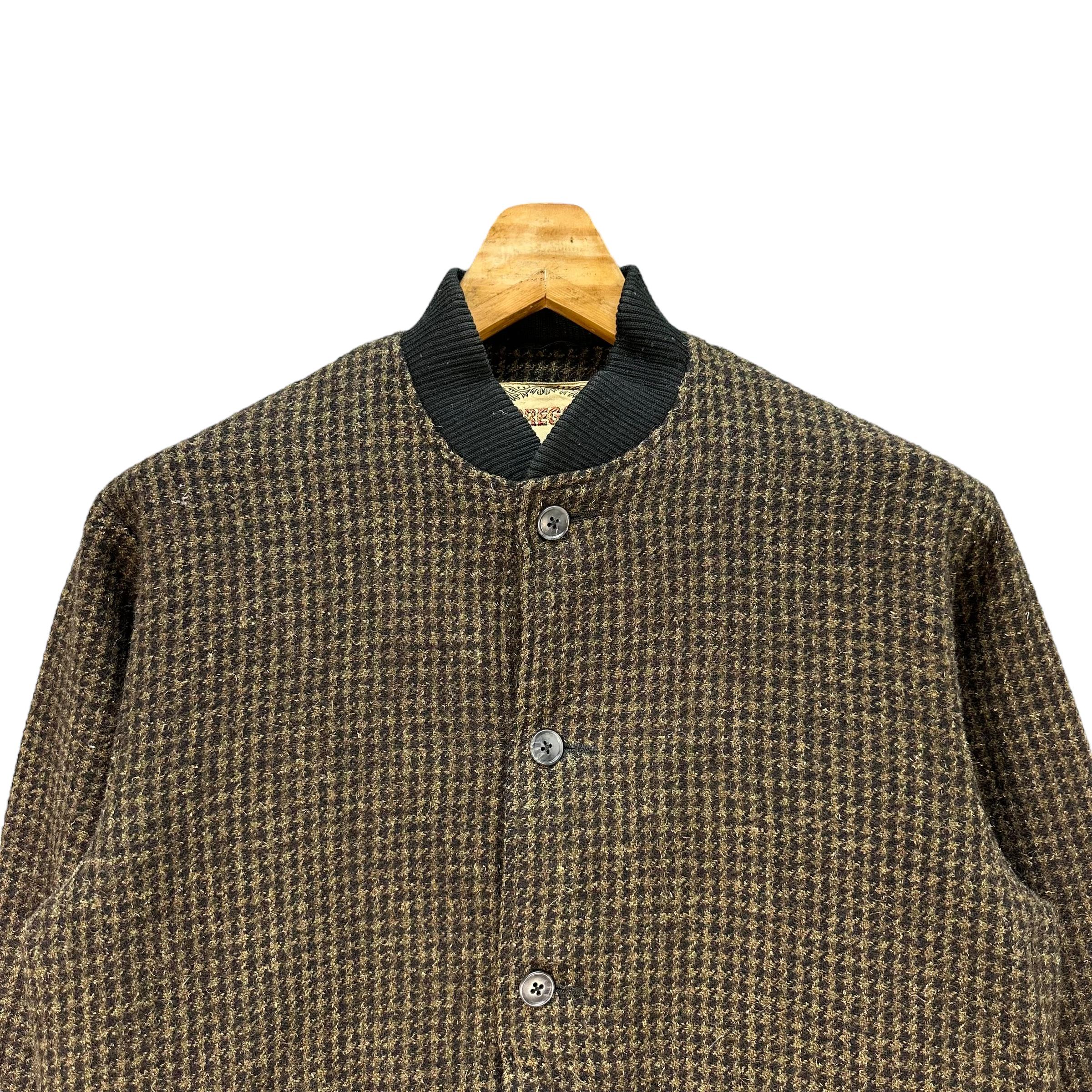 Vintage 80's MCGREGOR Houndstooth Pattern Wool Bomber Jacket Size