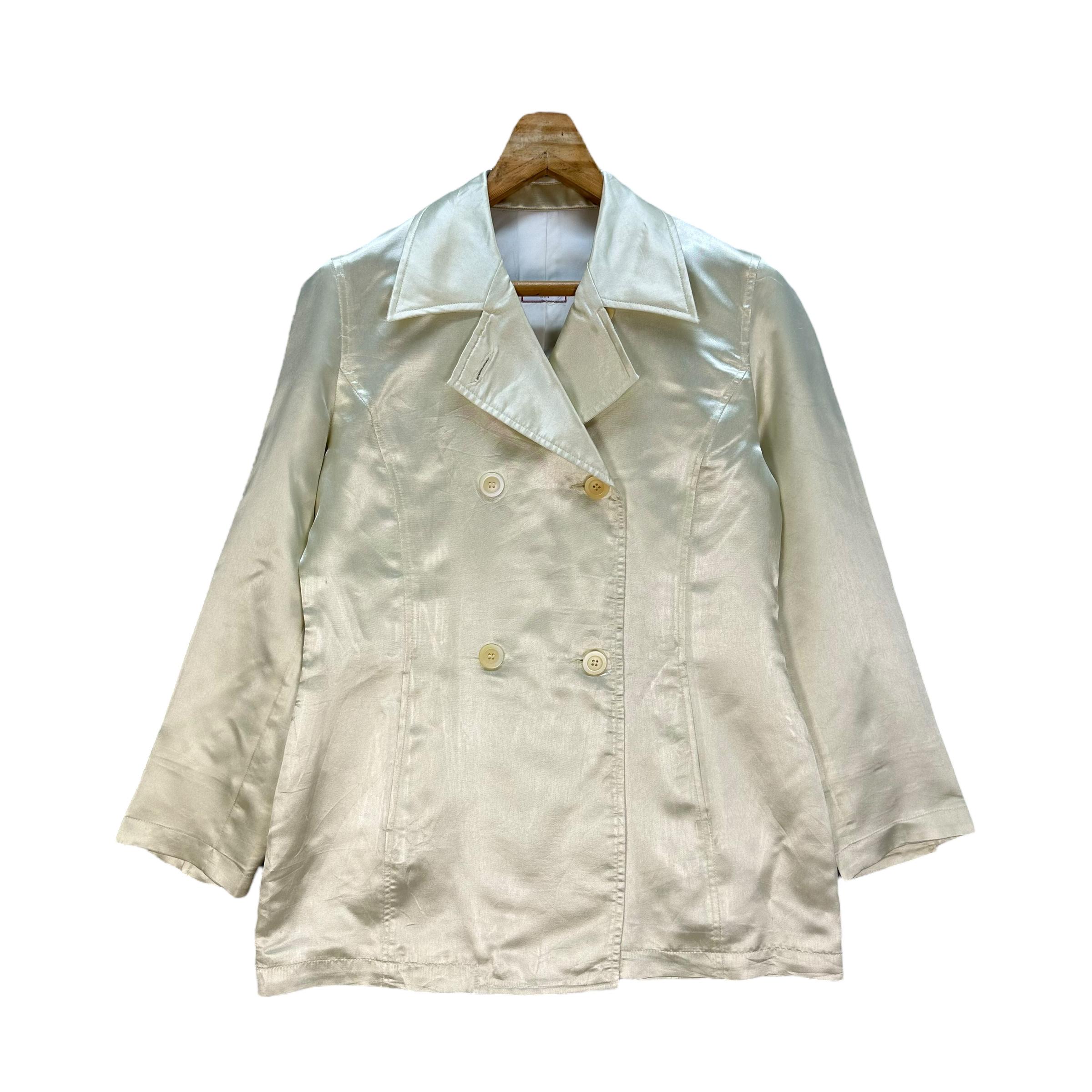 Vintage Max & Co. Double Breasted Coat - Shiny Cream, Made in