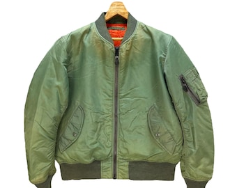 AVIREX Ma1 Sun Faded Green Bomber Jacket Men's Size XXL USAF