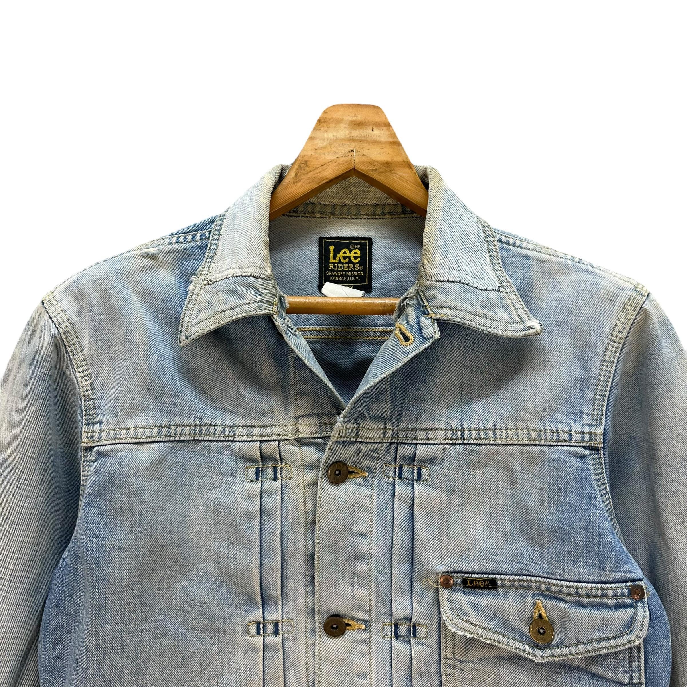 RARE Vintage 80's Lee Riders Type 1 Distressed Denim Jacket Size S