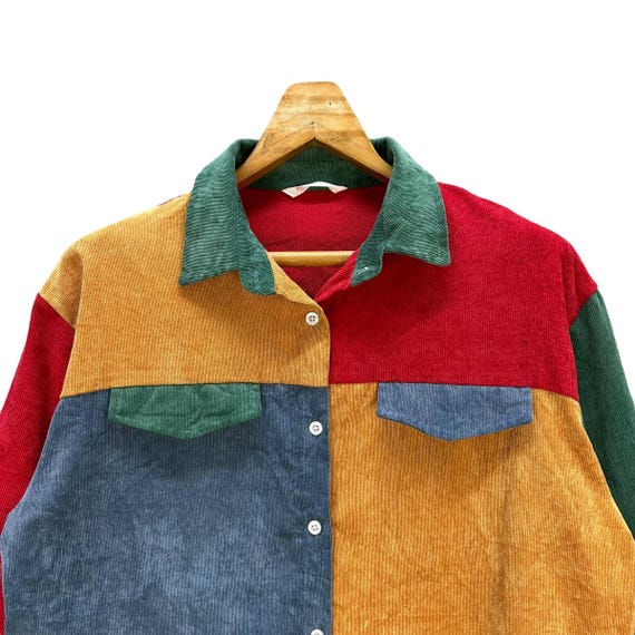 ROMWE Multicolor Patchwork Button Shirt Women's S… - image 2