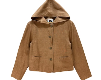 Vintage ISSEY MIYAKE-jas met capuchon, jaren 90 dames, Japanse designerjas maat M