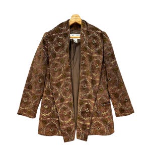 Vintage 80-tals GENNY By Gianni Versace knapplös jacka Damstorlek M Italiensk lyxmode #A64-1537