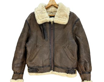Vintage Aero Leather B3 Bomber Jacket: 90s Sheepskin Flight