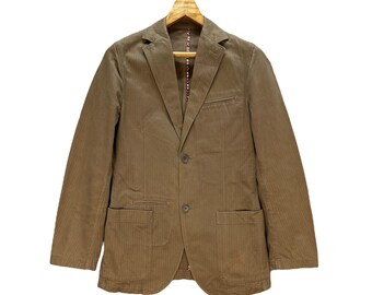 ジャケット・アウター 00s LOUNGE LIZARD 60/40 cloth Work JKT Vintage Lounge Lizard Made in Japan Striped Jacket Size 1 Japanese