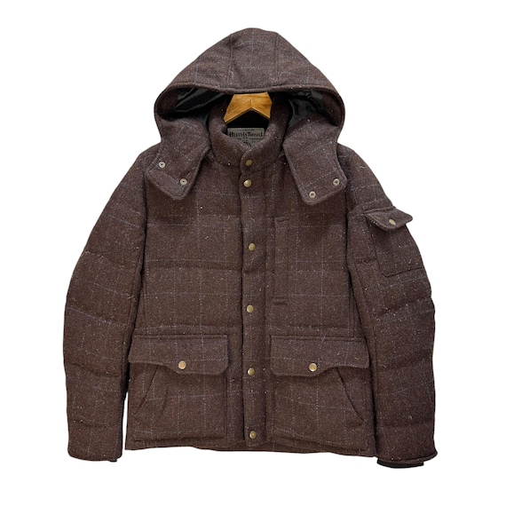 Vintage Harris Tweed Wool Down Jacket Men's Checked Puffer