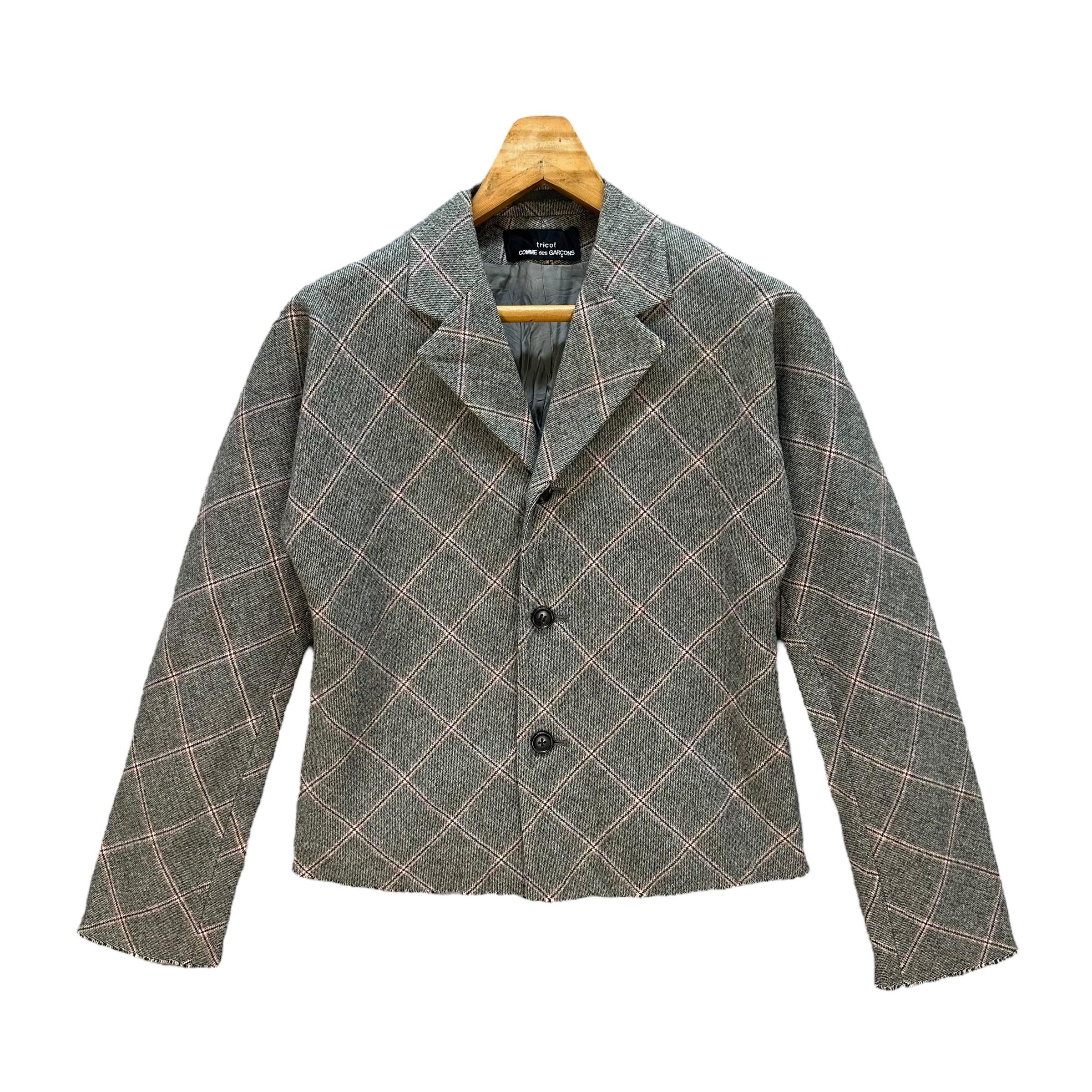 ジャケット・アウター tricot COMME des GARCONS Wool Blouson Vintage Tricot COMME Des GARCONS Wool Checked Jacket - Size S