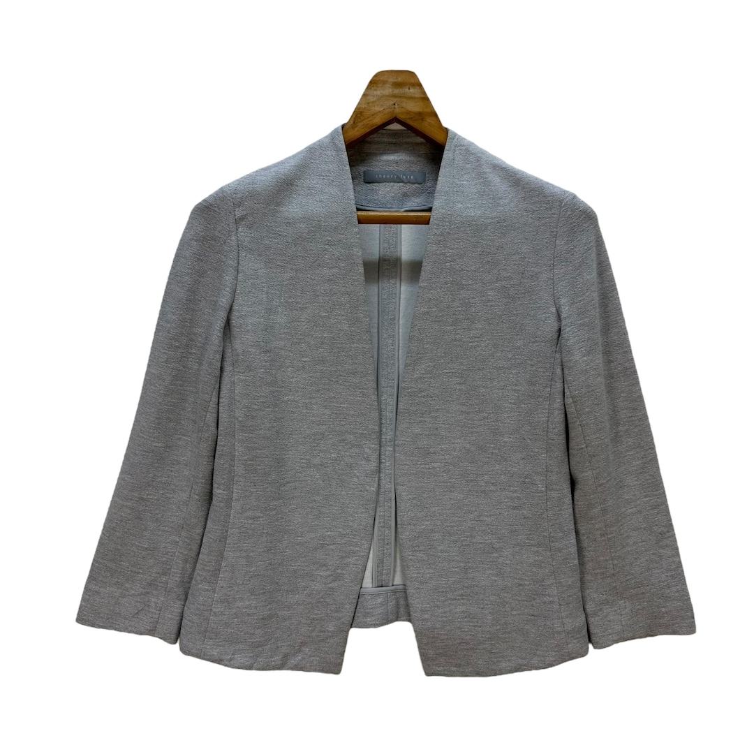 Vintage THEORY LUXE Buttonless Gray Suit Jacket Rayon Blazer Women's ...