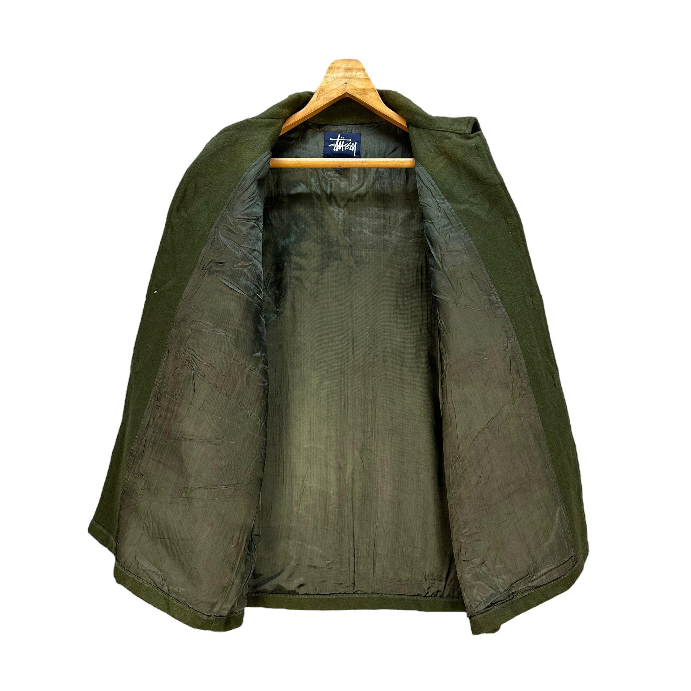 OLD STUSSY ウールジャケット 90s S Vintage 90's STUSSY Workwear Green Wool Flannel Jacket Size