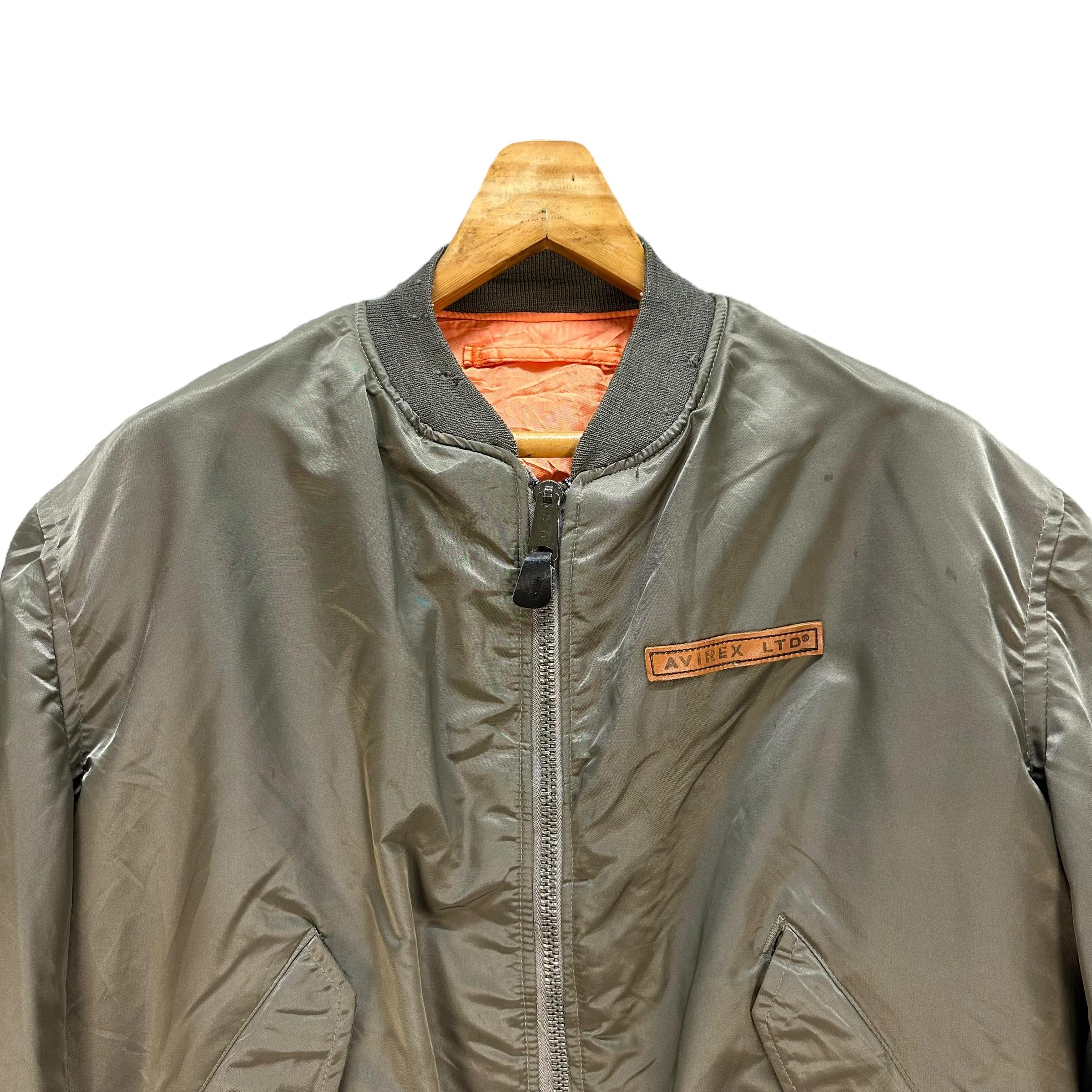 AVIREX MA-1 CPA size ＸＬ Avirex Black MA-1 Flight Jacket Large Logo Nylon Men's Used