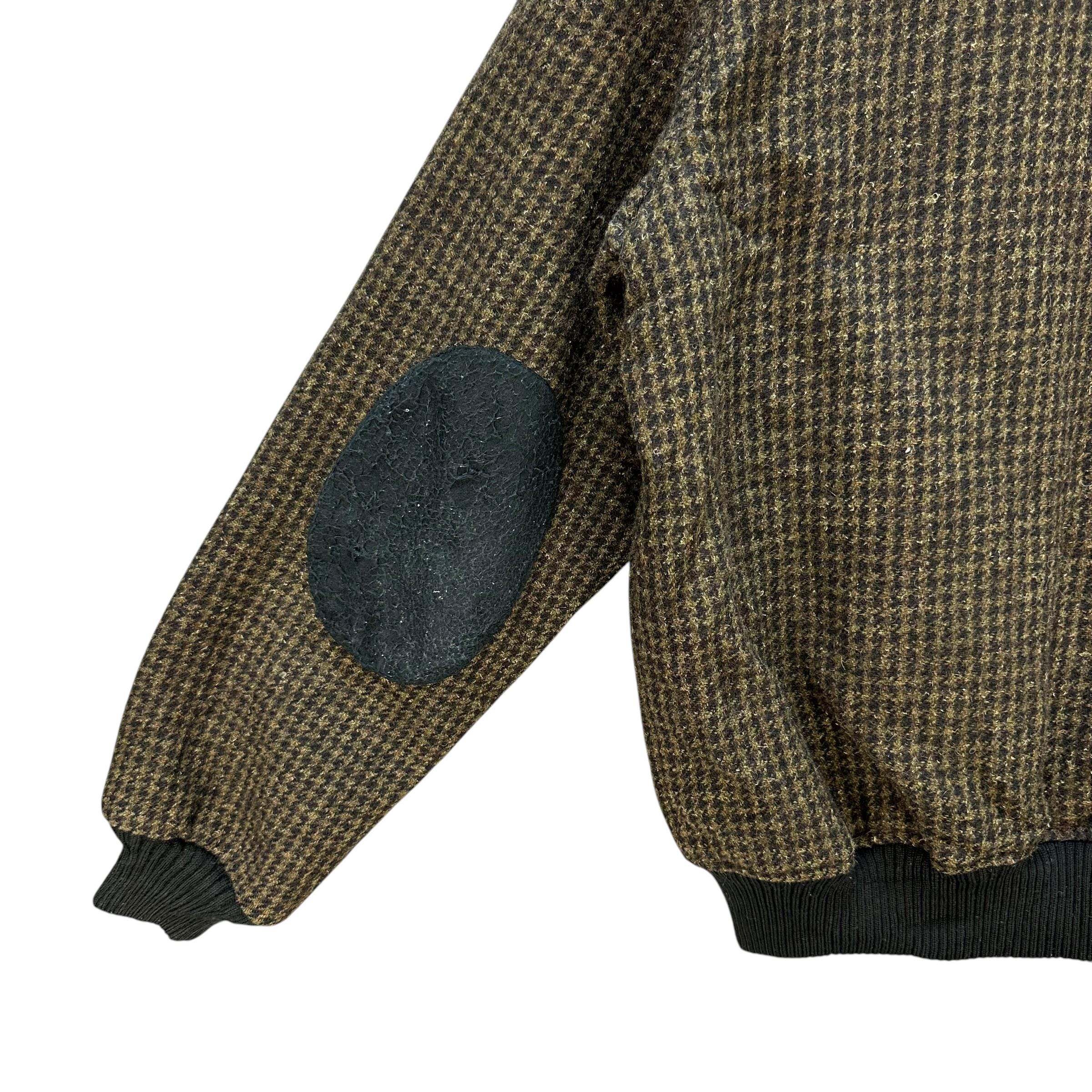 Vintage 80's MCGREGOR Houndstooth Pattern Wool Bomber Jacket Size