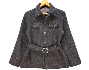 Abrigo de lana vintage PPFM: chaqueta japonesa con cinturón, talla única