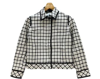 Kurtka Vintage COURREGES w kratkę – Wyprodukowano w Japonii – Rozmiar 9AR