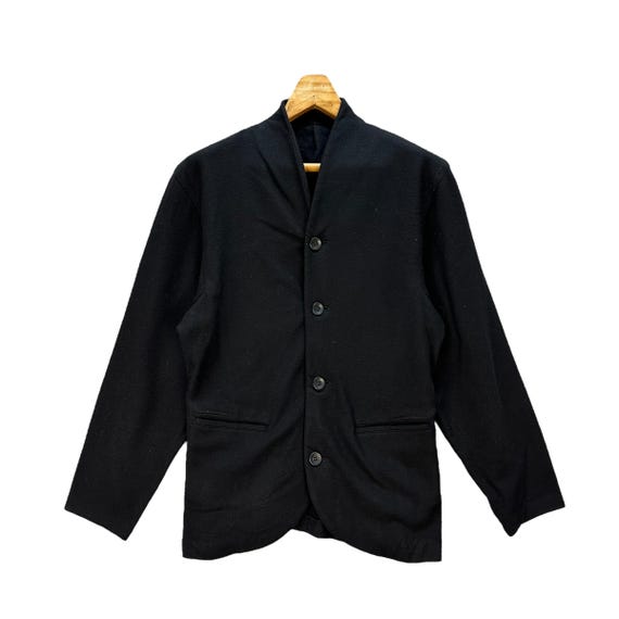 90s YOHJI YAMAMOTO テーラードジャケット　ヴィンテージ Vintage 90's Y's Yohji Yamamoto Collarless Button Wool Jacket Size
